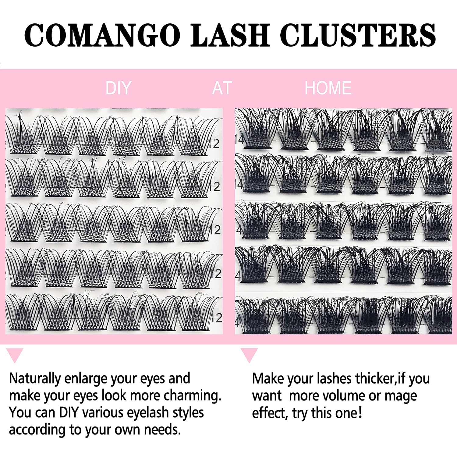 Lash Clusters DIY Eyelash Extensions at Home, C Curl 16mm CoMango Clusters Lashes, Mega Volume Lashes Clusters, DIY Individual Lash Extension Clusters Super Thin Band Reusable Soft & Comfortable - Image 4