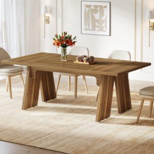 Tribesigns 71″ Large Dining Table for 6 People, Farmhouse Dinner Table, Rectangular Dining Table with Solid Wood Legs for Kitchen, Dining Room, Living Room (Chairs Not Included)