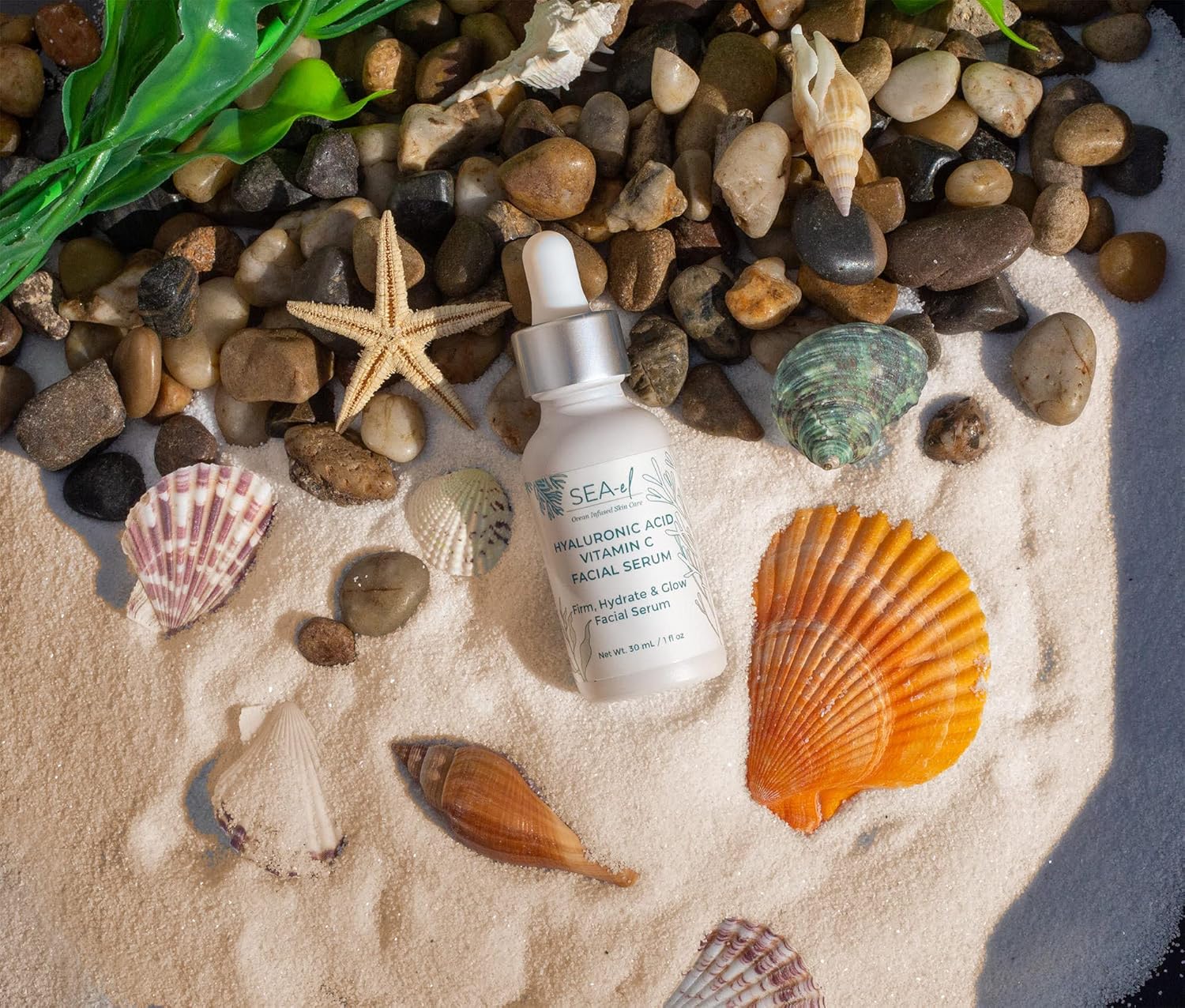 Sea-el Hyaluronic Acid & Vitamin C Facial Serum Drops Firming Hydration & Glow Anti Aging Face Moisturizer - Daily Wrinkle Diminishing Skin Care for Women & Men, Vegan - 1 Fl Oz - Image 5