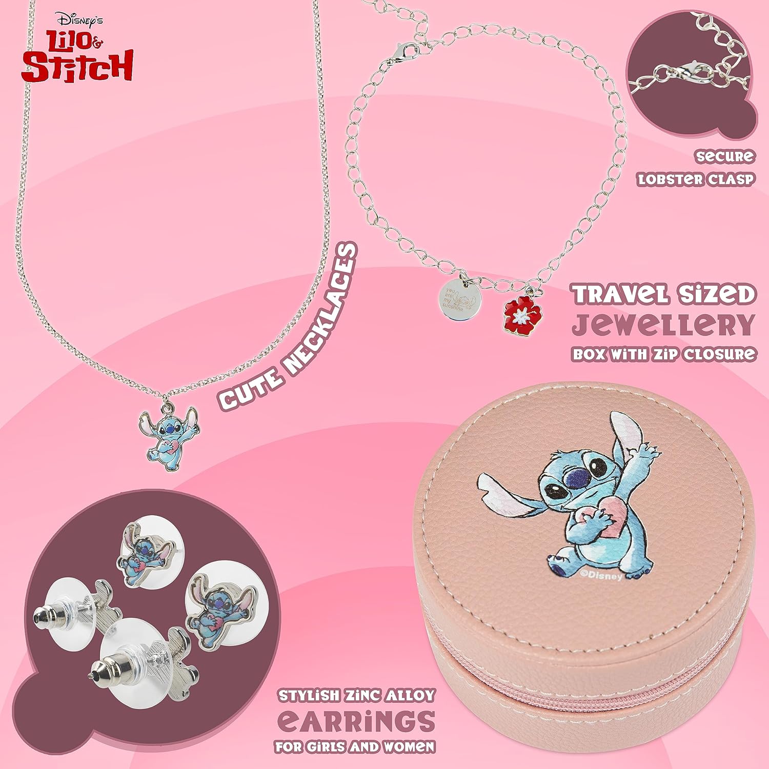 Disney Girls Friendship Necklace Earrings Bracelet Rings Sets - Stitch Gifts - Image 6