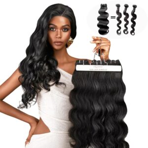 TRIIPPY Body Wave Bundles Human Hair,100% Raw Cambodian Hair Wavy 3 Bundles,Triple The Lifespan Over Regular Virgin Hair Bundle,No.1 Raw Hair Brand On Amazon(18 18 18 Inches,Natural Color)