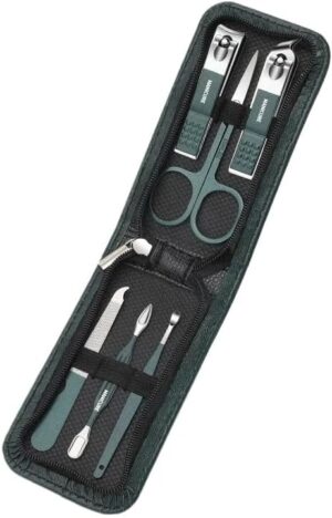 Nail Clippers Kit Portable Luxury Manicure Sets, Pedicure Kits, Glossy Black, Nail Clippers, Personal Care Tools, Eyebrow Scissors, 6 Pcs Manicure Pedicure Kit(Green)