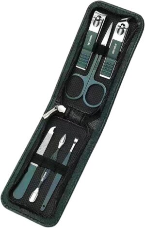 Nail Clippers Kit 6 Pcs Portable Luxury Manicure Sets Pedicure Tools Bright Black Nail Clipper Set Personal Care Tools Eyebrow Scissors Manicure Pedicure Kit(Green)