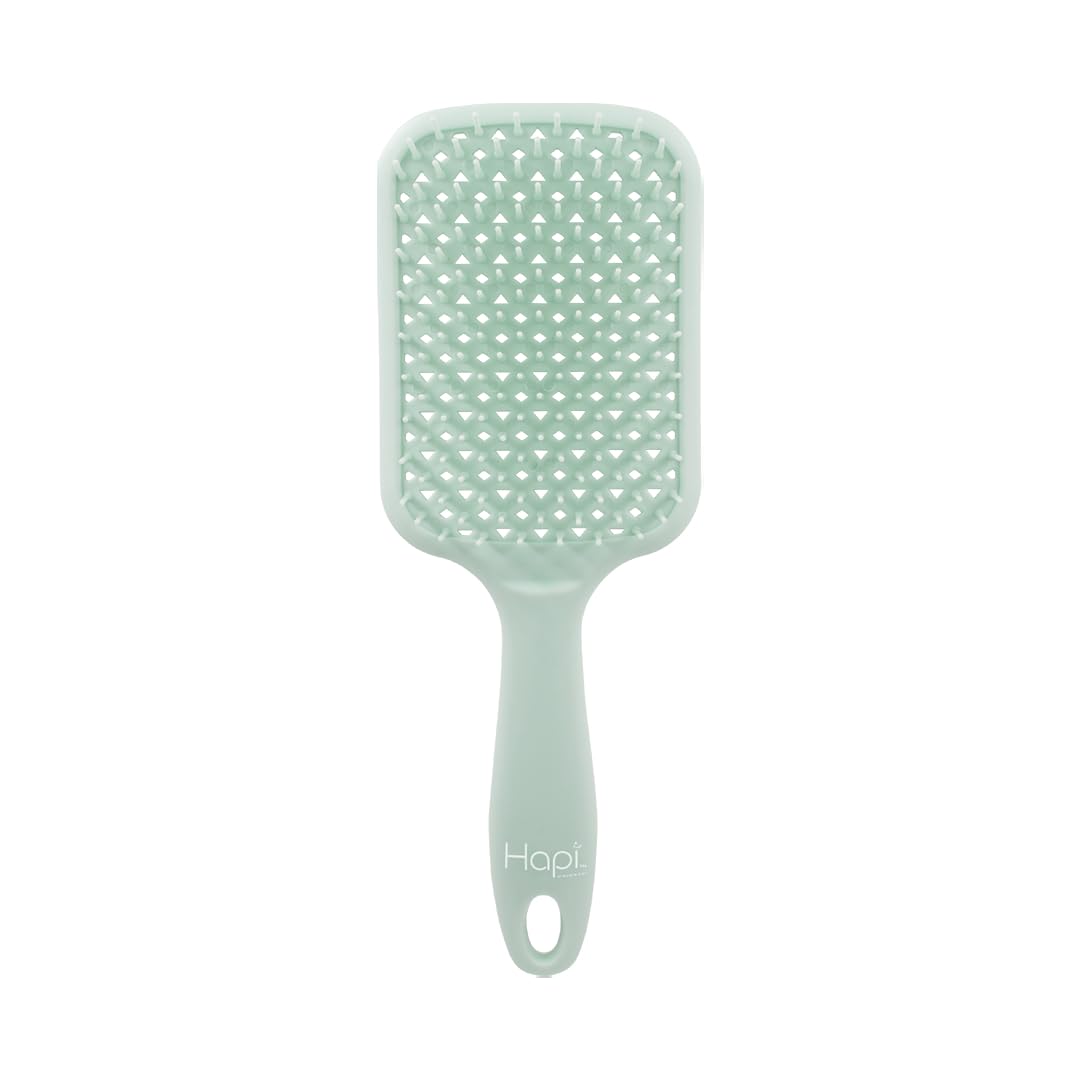 Cricket Hapi De-Knot Delight Detangler Brush Large - Featuring 154 Ultra-Soft Bristles, Flexible and Gentle Design, Fixed Bristles for Even Detangling, and an Ergonomic Wide Brush Head - Light Green