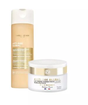 Yves Rocher Anti-Age Global Activator Hydrating Moisturiszing Face Lotion and Anti Age Day Cream Set of 2-122ml / 4.1 flOz and 50 ml./1.7 fl.oz.