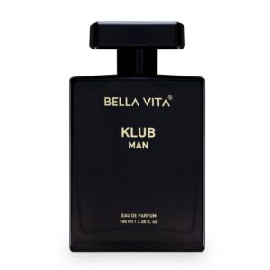 Bella Vita- Luxury KLUB MAN Eau De Parfum for Men | Family: Citrus, Spicy, Woody, Amber | Notes: Lemon, Jasmine, Rose, Musk, Amber, Vanilla, and Patchouli | 100 ml, 3.38 fl. oz.