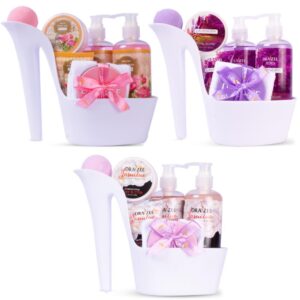 Draizee Luxury Spa Gifts for Women – 24 Pcs Spa Heel Shoe Basket for Women 3 Set of Rose, Lavender, Jasmine Scented Bath and Body Spa Set-Self Care Kit, Birthday Gift for Mom, Body Care Set