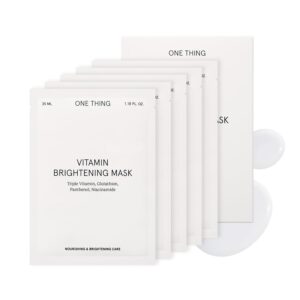 ONE THING Vitamin Brightening Mask 5 Sheets | Niacinamide 12 Vitamins C Tangerine, Facial Sheet Mask, Brightening Moisturizing Pack for Dull Tone Dark Spots Pigmentation | Vegan Korean Skin Care
