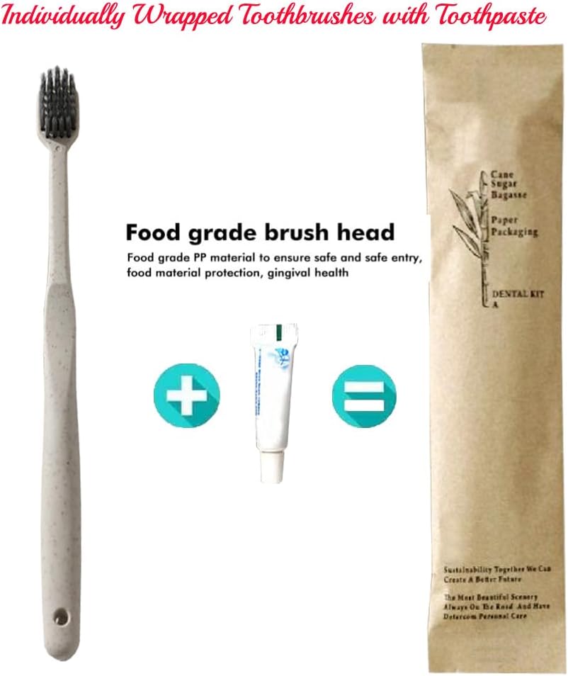 20Pack Luxury Individually Wrapped Eco-Friendly Hotel Disposable Toothbrushes Kit with Toothpaste; Hygienic Guest Toothbrush Toiletries Set; Travel Toothbrushes for Home Hotel Travel, Daily Use - Image 3