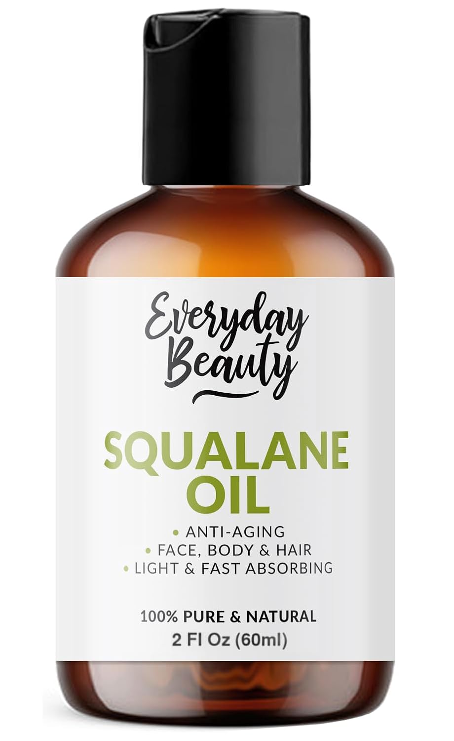Squalane Oil - 100% Pure & Natural Plant Derived Facial Oil 2 Fl Oz - Cold Pressed and Unrefined Premium Grade Multipurpose Moisturizing Oil for Skin and Hair