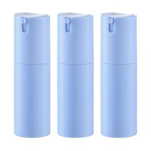 1 oz Airless Pump Bottles, Travel Lotion Container, Skincare Containers for Moisturizer (Plastic, Matte Blue, 3Pcs)