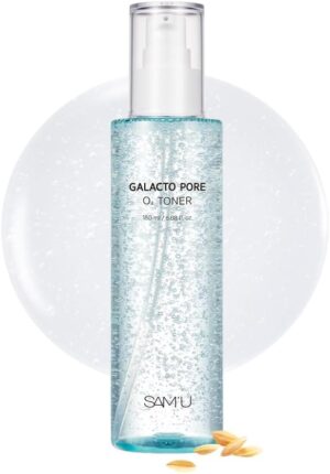 SAM’U Galacto Pore O2 Toner, Exfoliating & Pore-Tightening, Oxygen Bubble Galactomyces Toner, Hydrating for Sebum Control & Suitable for All Skin Types, Korean Toners, 6.08 Fl. Oz