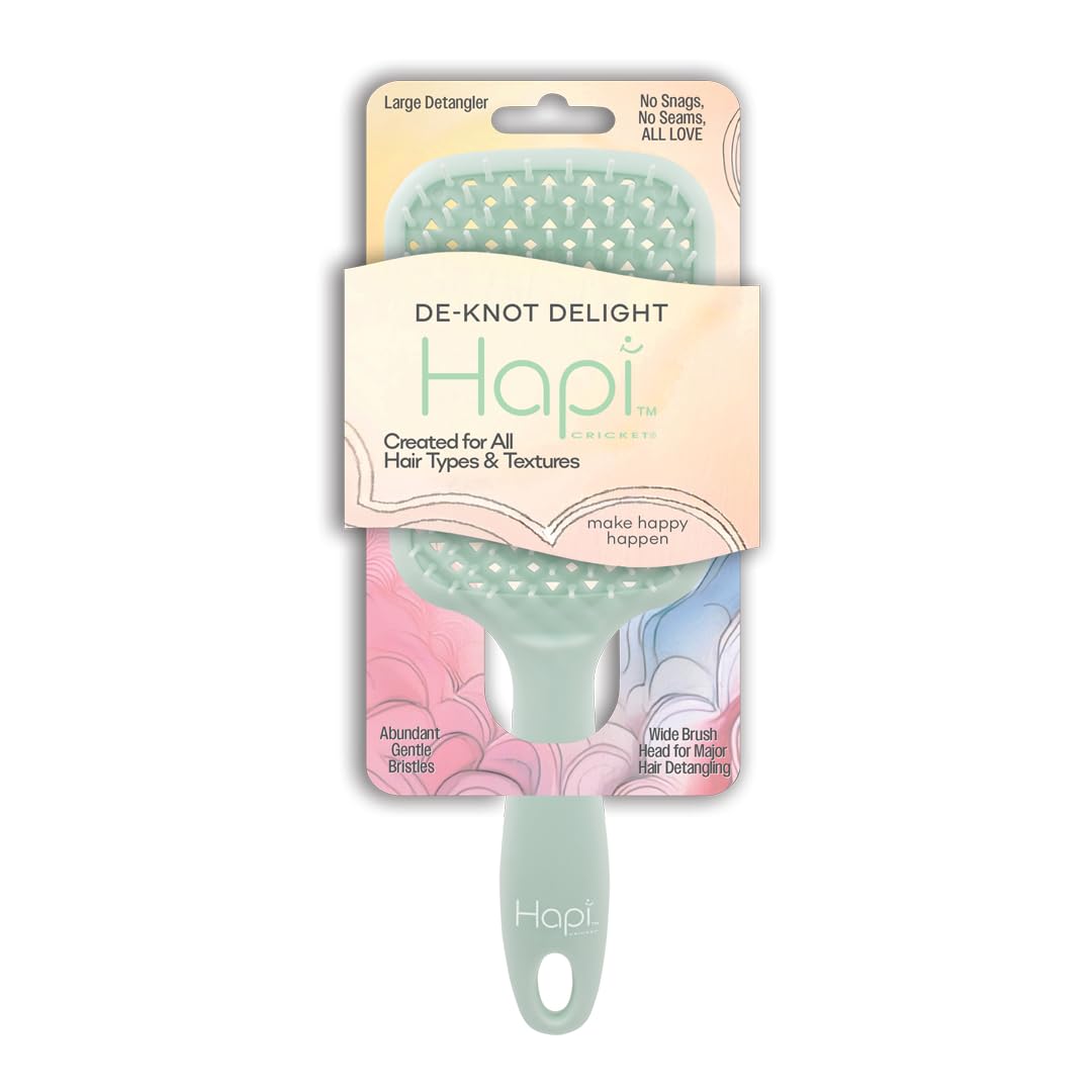 Cricket Hapi De-Knot Delight Detangler Brush Large - Featuring 154 Ultra-Soft Bristles, Flexible and Gentle Design, Fixed Bristles for Even Detangling, and an Ergonomic Wide Brush Head - Light Green - Image 9