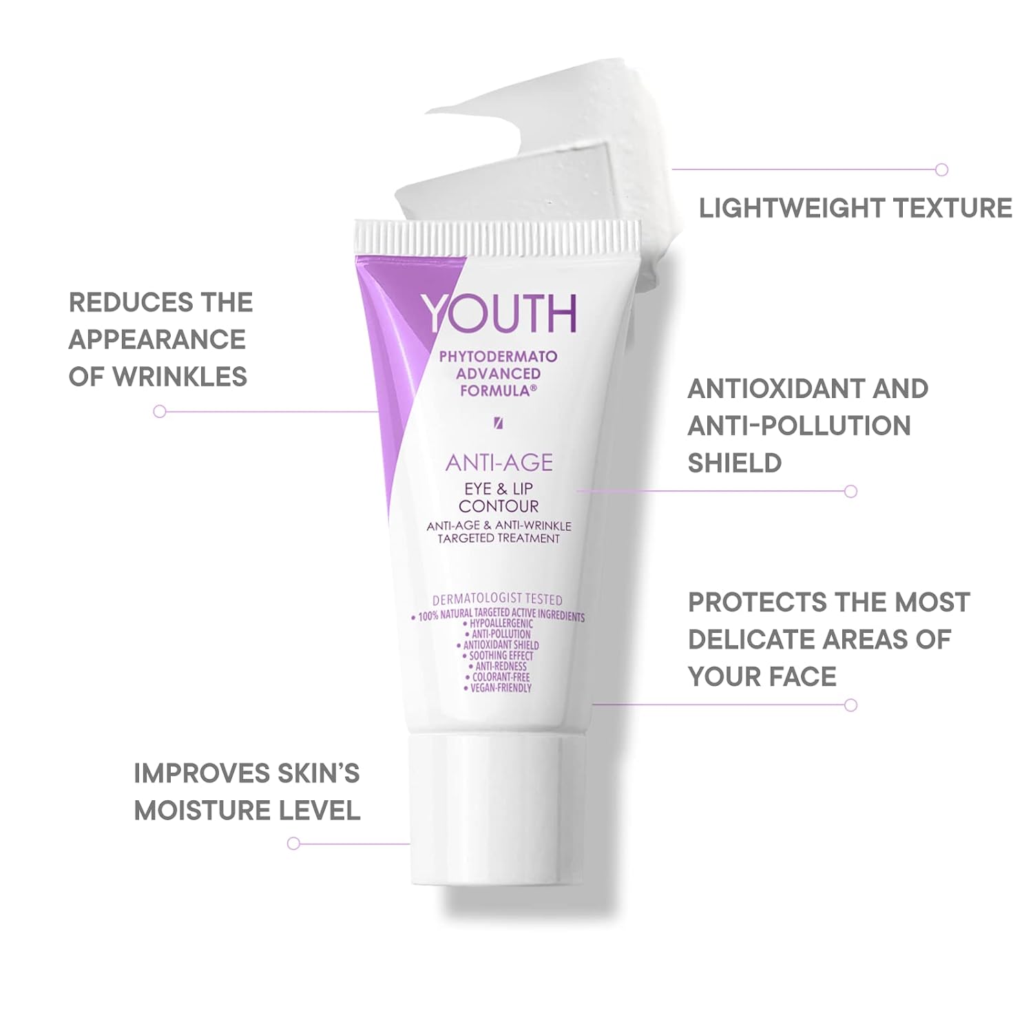 YOUTHPHYTO DERMATO ADVANCED FORMULA- Eye & Lip Contour - Targeted Anti-Age & Anti-Wrinkle Facial Cream, 0.7 Oz - Image 4
