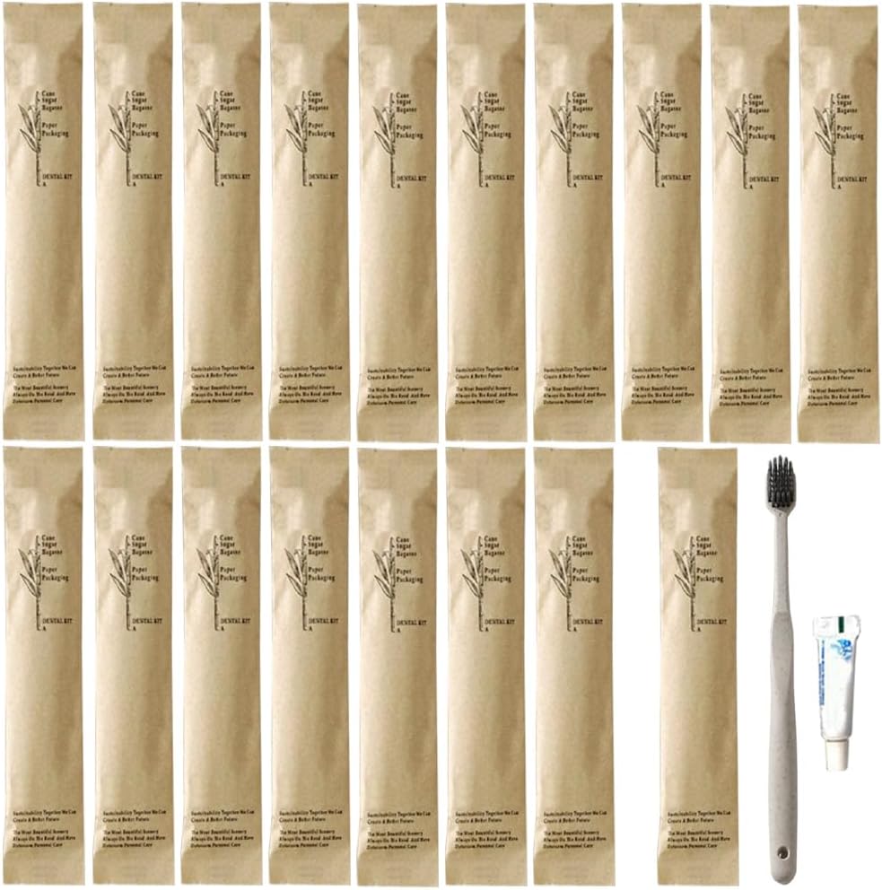 20Pack Luxury Individually Wrapped Eco-Friendly Hotel Disposable Toothbrushes Kit with Toothpaste; Hygienic Guest Toothbrush Toiletries Set; Travel Toothbrushes for Home Hotel Travel, Daily Use