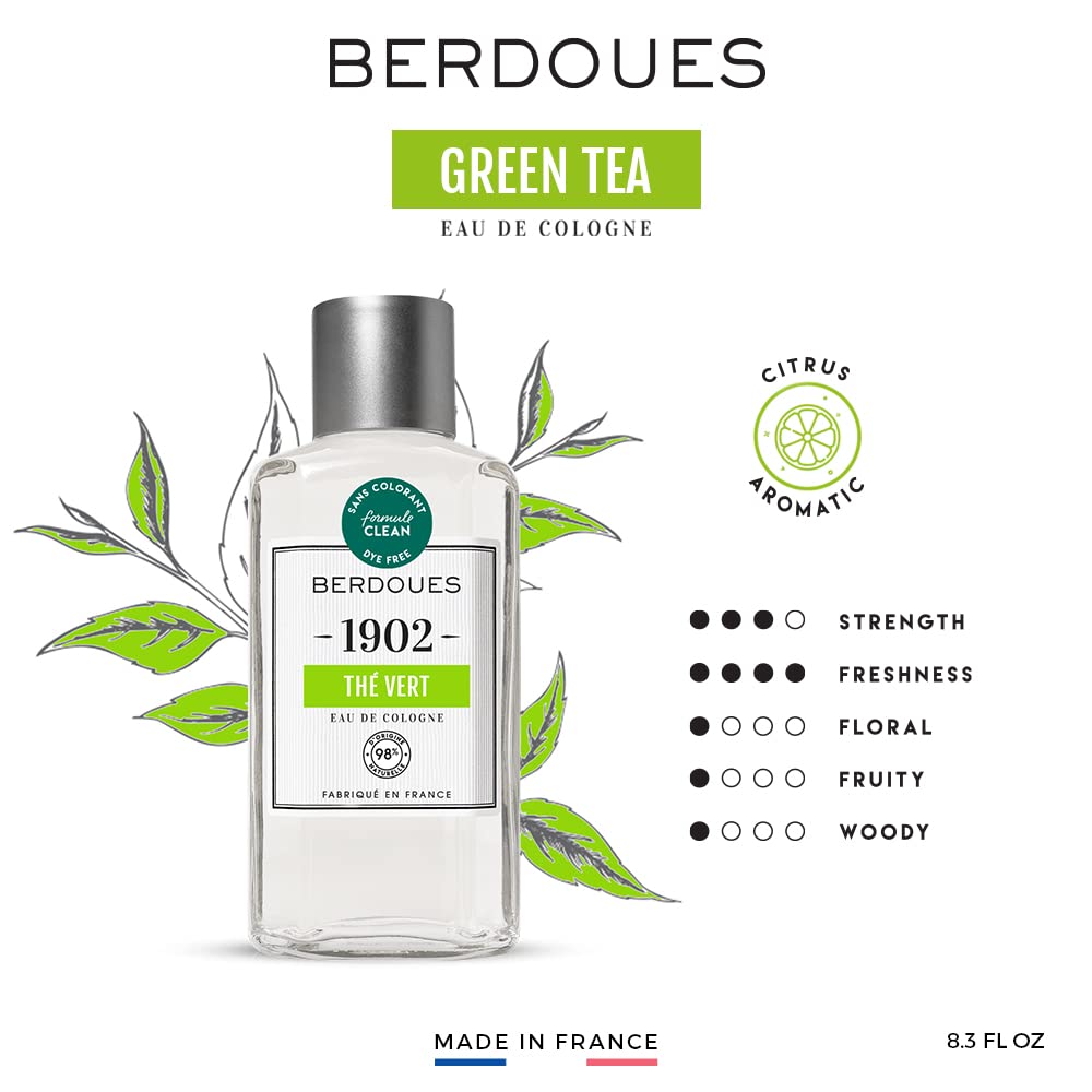 1902 Green Tea Eau de Cologne | Floral Citrus, Long Lasting Scent Made in France | Spray Fragrance for Men and Women with Lime, Green Tea & Musk | Luxury Unisex Perfume with Premium Quality I - Image 2