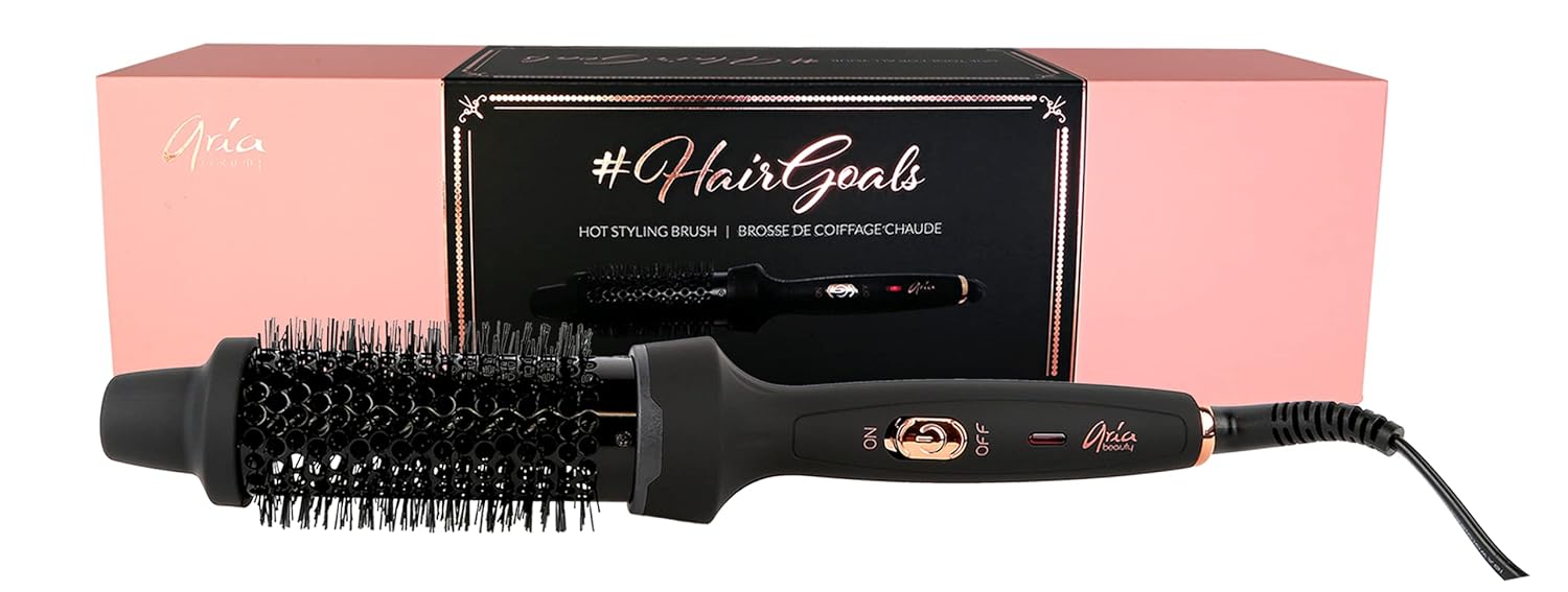 Aria Beauty HairGoals Hot Styling Brush - Hair Dryer and Blow Dryer with Round Brush Adds Volume - Achieves Perfect Blowout Effect - Black - 1 pc - Image 4