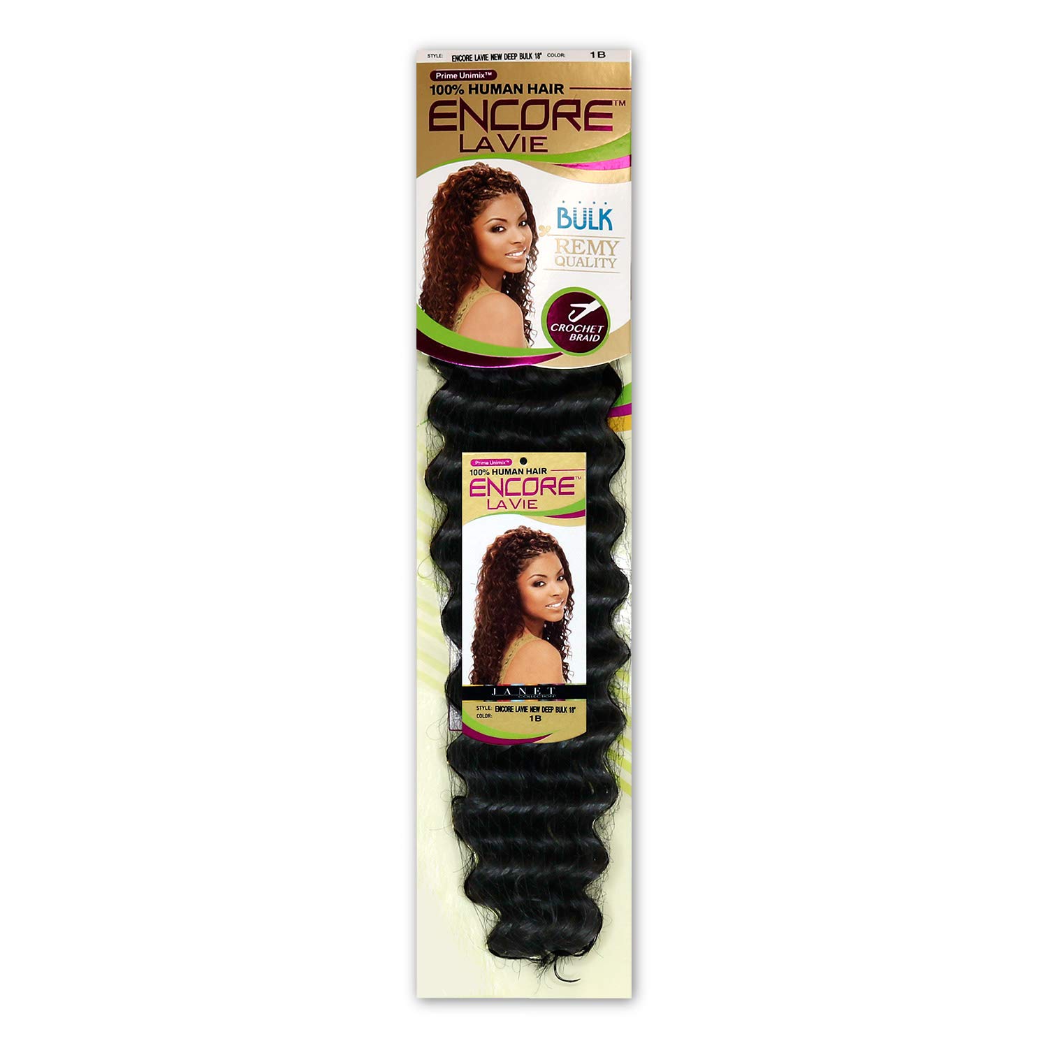 MULTI PACK DEALS! Janet Collection Human Hair Blend Braids Encore La Vie New Deep Bulk 18" (1-PACK, 1B) - Image 3