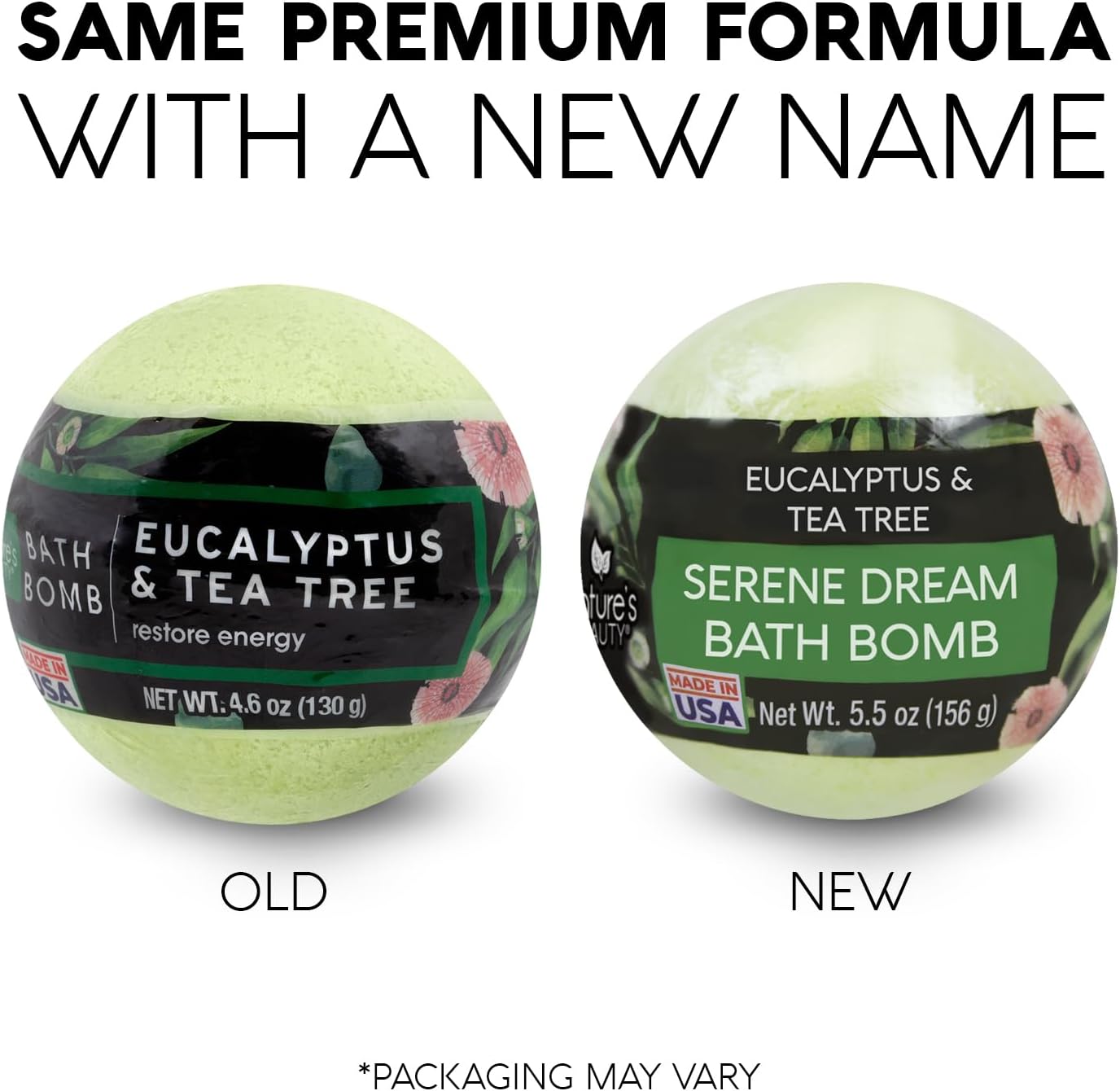 Nature's Beauty Eucalyptus & Tea Tree Bath Bomb Multi-Pack- Natural Hand Crafted, Non-Staining, Luxury Fizzy Spa Bomb, Sooth + Restore Skin, Made w/Coconut Oil & Witch Hazel, 5.5oz (4 Pack) - Image 8