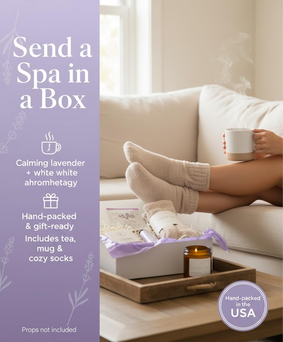 Unboxme Luxury Lavender Spa Gift Set – Relaxation Gift Basket & Care Package for Women with Candle, Bath Bomb, Soap, Cozy Socks, Mug & Tea – Get Well Soon, Sympathy, Birthday Self-Care Gift - Image 2