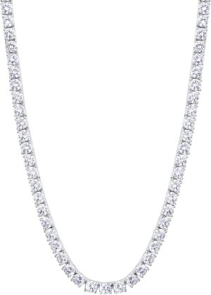 KRKC&CO Tennis Necklace Chain for Men, 3/4/5mm, Luxury Anniversary Birthday Gift for Him, Gold/White Iced Out Prong-Setting 5A Cubic Zirconia Stones Hip Hop Rappers Jewelrys