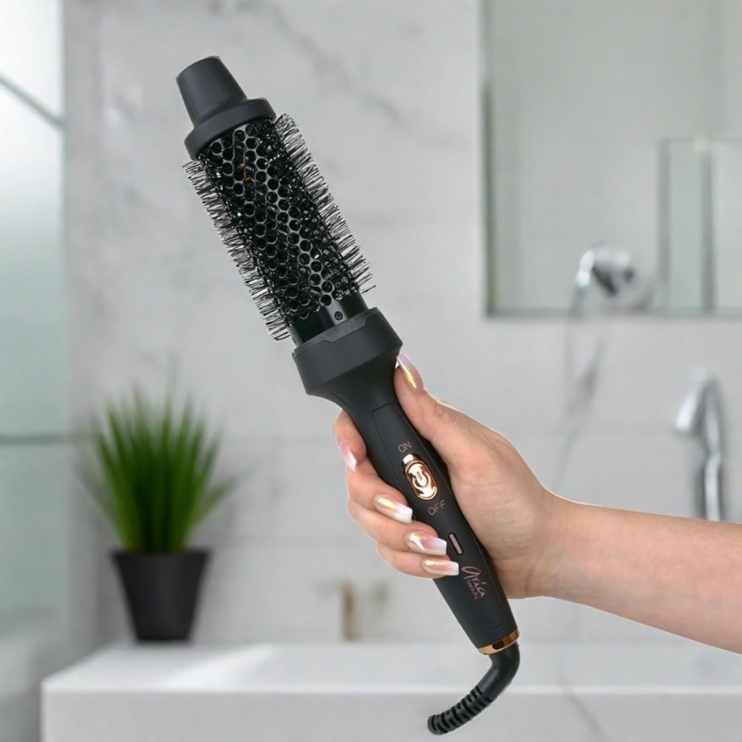 Aria Beauty HairGoals Hot Styling Brush - Hair Dryer and Blow Dryer with Round Brush Adds Volume - Achieves Perfect Blowout Effect - Black - 1 pc - Image 6