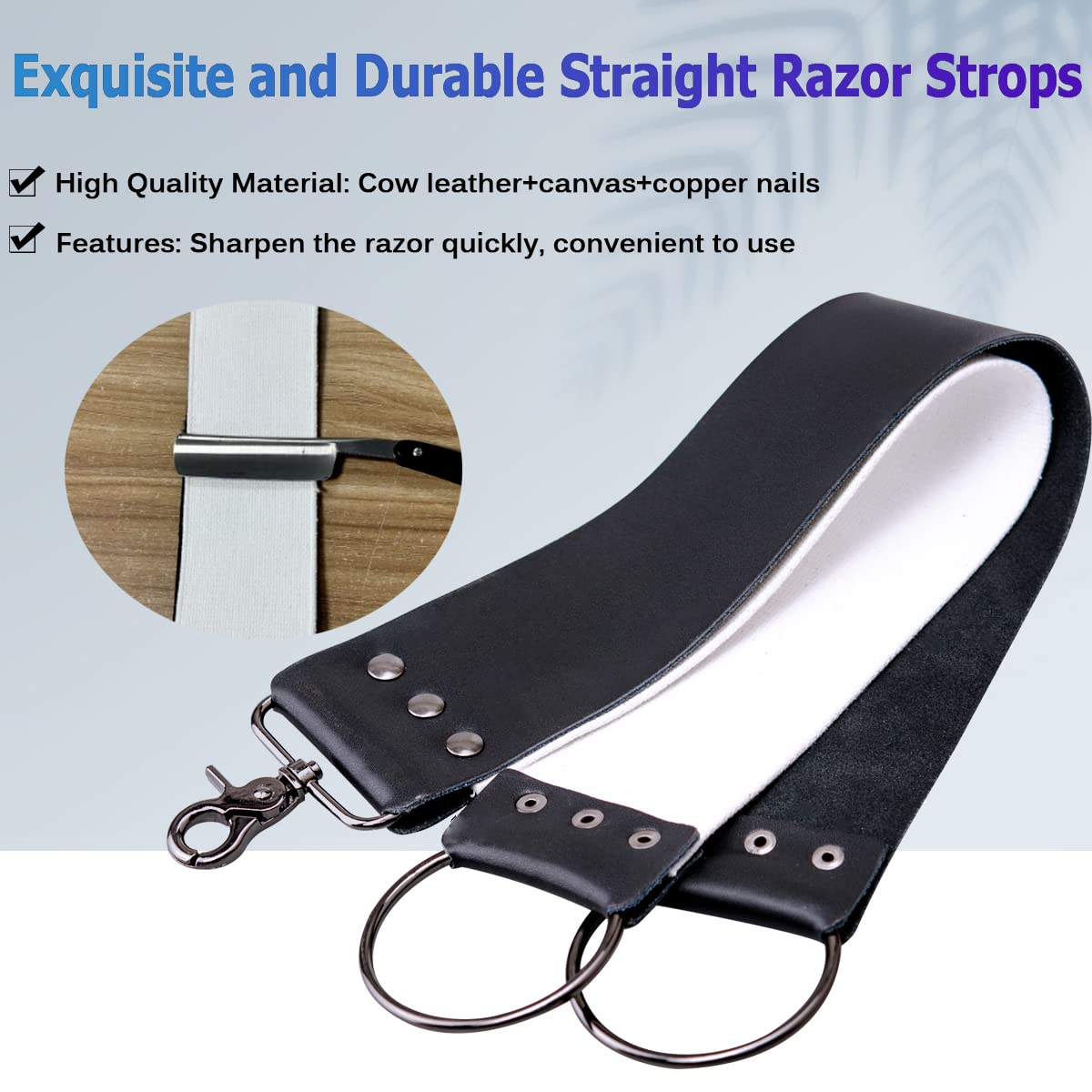 Luxury Men's Shaving Kit Gift Set, DanNuo Barber Straight Razor with Stand Shaving Brush Dual-Layer Leather Razor Strop Bowl Soap 6pcs Shaving Set for Men - Image 3