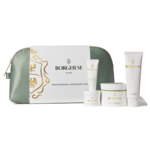 Borghese Skin Renewal Discovery Set – Includes Cream Cleanser, Pre-Mask Booster Serum, Mud Mask for Face & Body, Firming Mask & AHA BHA Overnight Mask