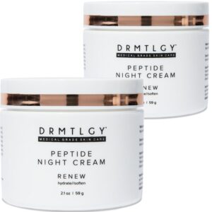 DRMTLGY Peptide Night Cream Face Moisturizer. Fragrance Free and Oil Free Hydrating Facial Moisturizer for All Skin Types. 2.1 oz, 2 pack