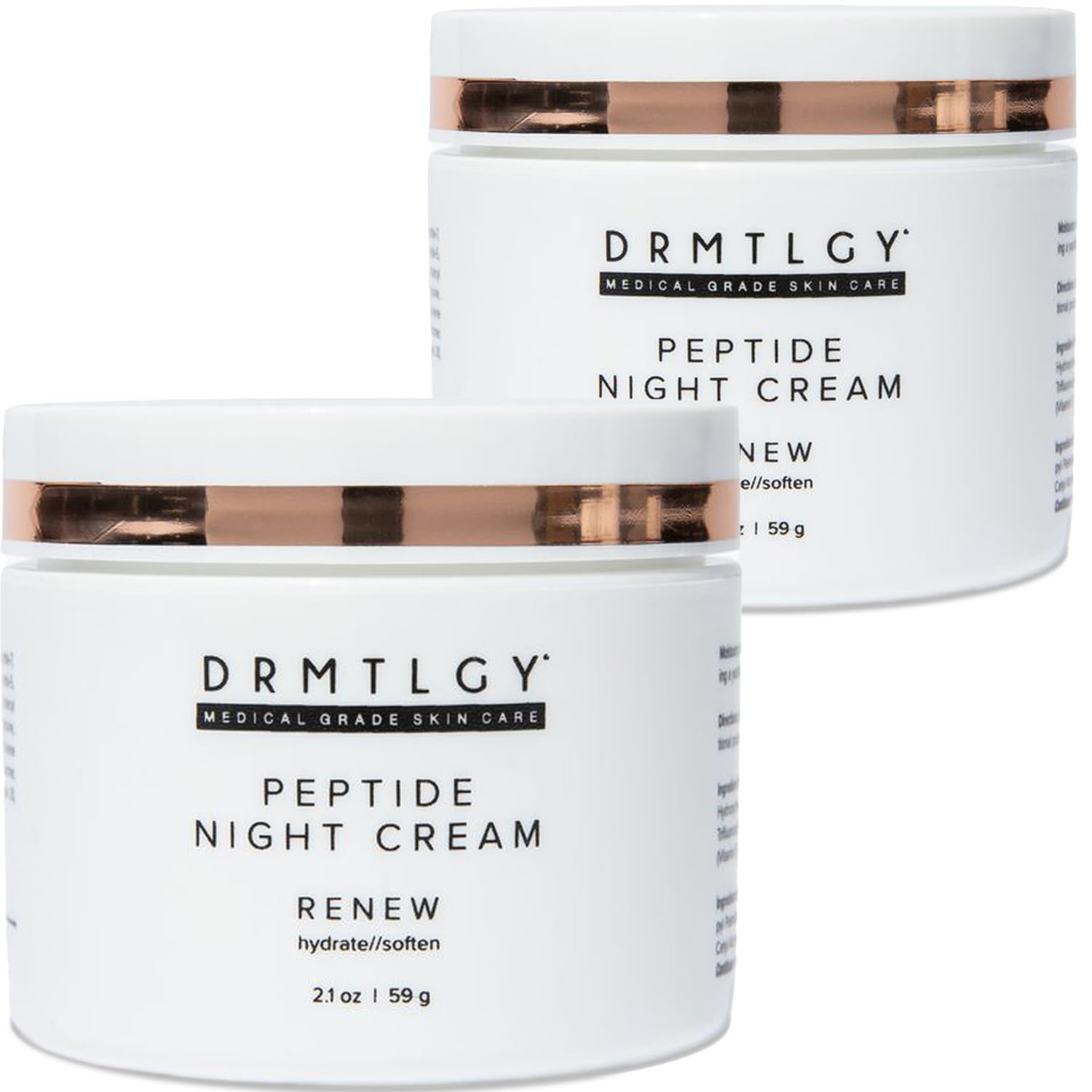 DRMTLGY Peptide Night Cream Face Moisturizer. Fragrance Free and Oil Free Hydrating Facial Moisturizer for All Skin Types. 2.1 oz, 2 pack