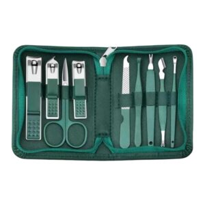 Manicure Kit, Nail Clippers and Tools Set with Luxury Travel Case, Professional Nail Kit for Personal Care, Pedicure Set, Gift for Men, Women, Family, Friends, 9 Pieces for Women(Green)