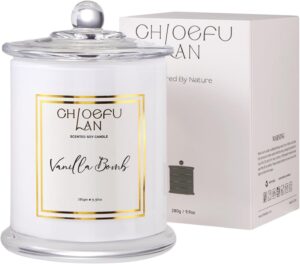Chloefu LAN Vanilla Bomb Candle, Vanilla Scented Candles Gifts for Mothers Day, Gifts for Women & Men, Luxury Jar Candles, 70 Hours Long Burning, Natural Soy Candles for Home Scented, 10oz