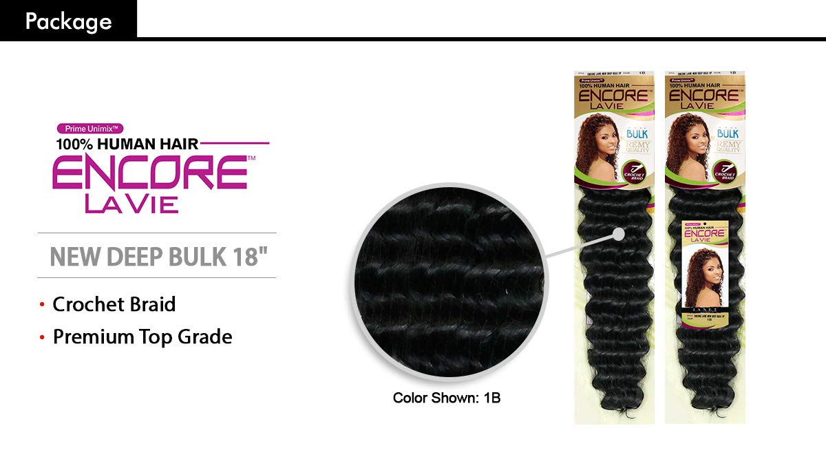 MULTI PACK DEALS! Janet Collection Human Hair Blend Braids Encore La Vie New Deep Bulk 18" (1-PACK, 1B) - Image 2