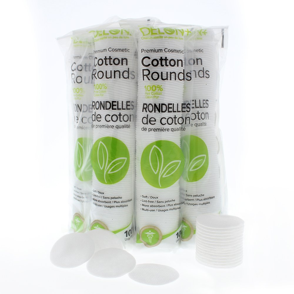 Delon Premium Dual-Sided Cotton Rounds, 100 Count (Pack of 1) – Lint-Free, Hypoallergenic, 100% Cotton Pads for Makeup, Skincare & Nails – Made in Canada - Image 2