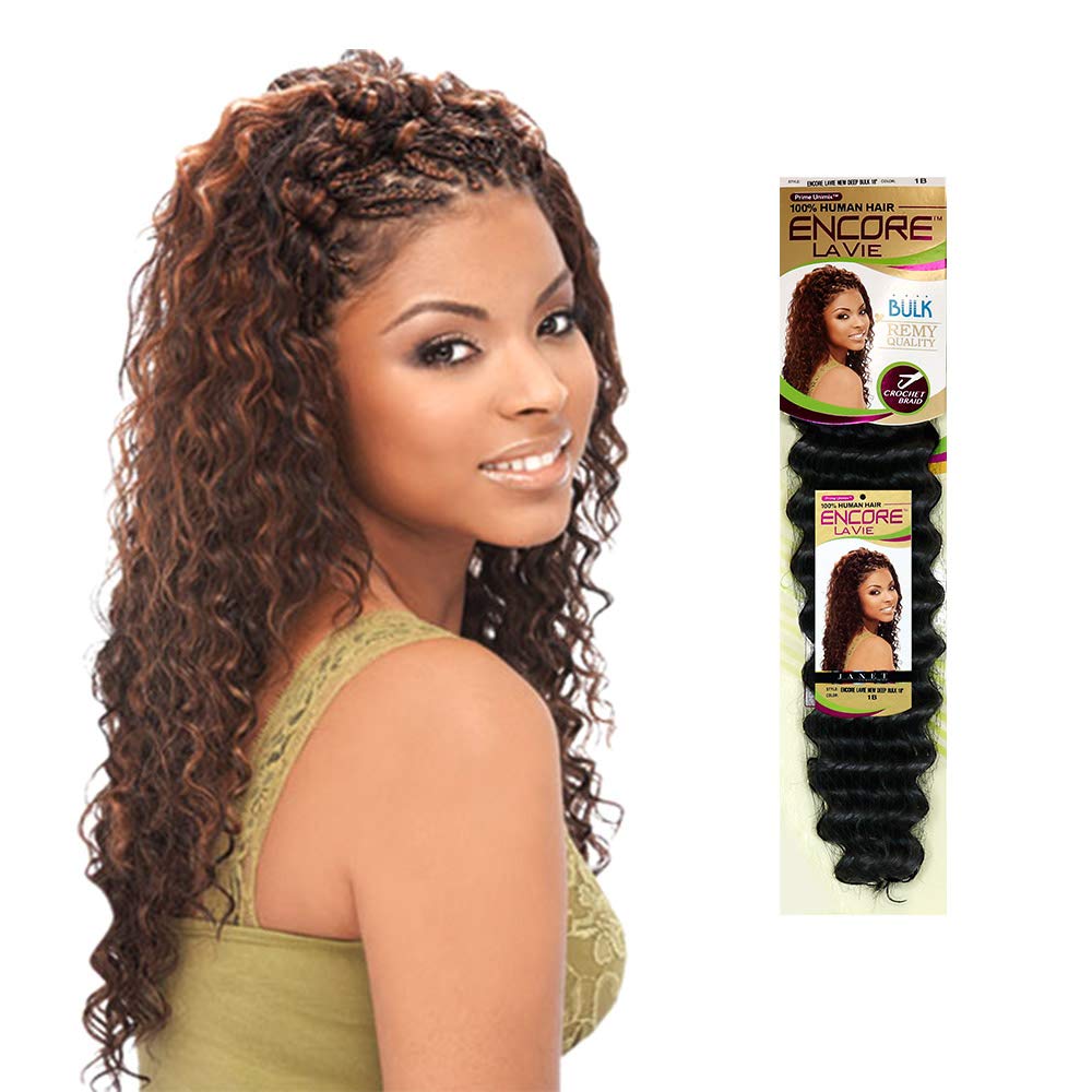 MULTI PACK DEALS! Janet Collection Human Hair Blend Braids Encore La Vie New Deep Bulk 18" (1-PACK, 1B)