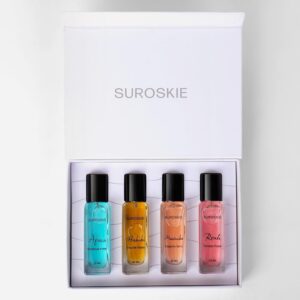 Suro…skie Perfume Kit (4 x 20ml) | Luxury Eau De Parfum | Long-Lasting Fragrance Spray | Aromatic Blend of Aqua, Saffron & Cinnamon | Citrus, Floral & Woody Notes | Premium Gift for Men & Women
