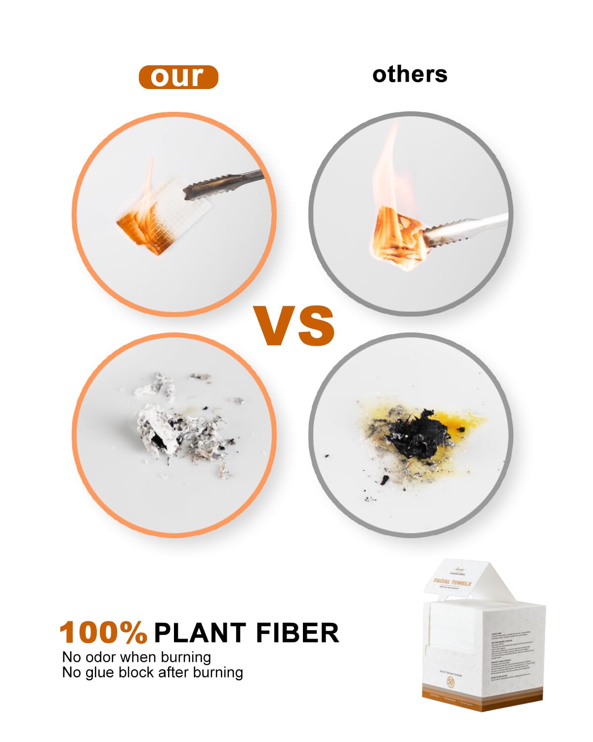 Disposable Face Towel,Biodegradable Facial Towels,Extra Thick Soft Large Clean Facial Towels Plant Fiber Facial Washcloth Dry Wipes for Sensitive Skin,Travel,Makeup Remover-50 Count - Image 6