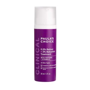Paula’s Choice CLINICAL 0.3% Retinol + 2% Bakuchiol Treatment, Anti-Aging Serum for Deep Wrinkles & Fine Lines, Fragrance-Free, 1 Ounce