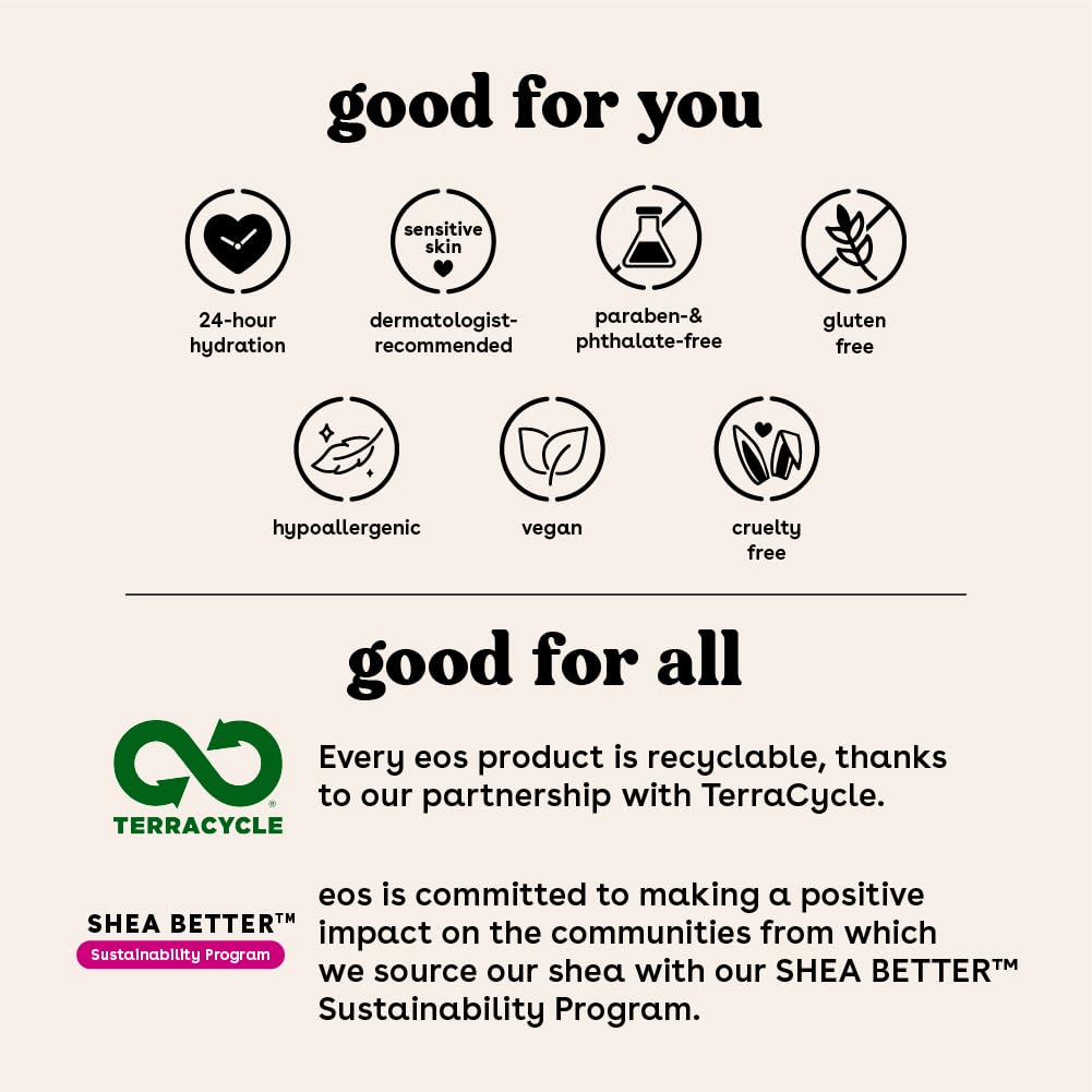 eos Shea Better Body Lotion Fragrance Free, 24-Hour Hydration Skin Care, Lightweight & Non-Greasy, Natural Shea, Vegan, Unscented Body Lotion, 16 fl oz - Image 7