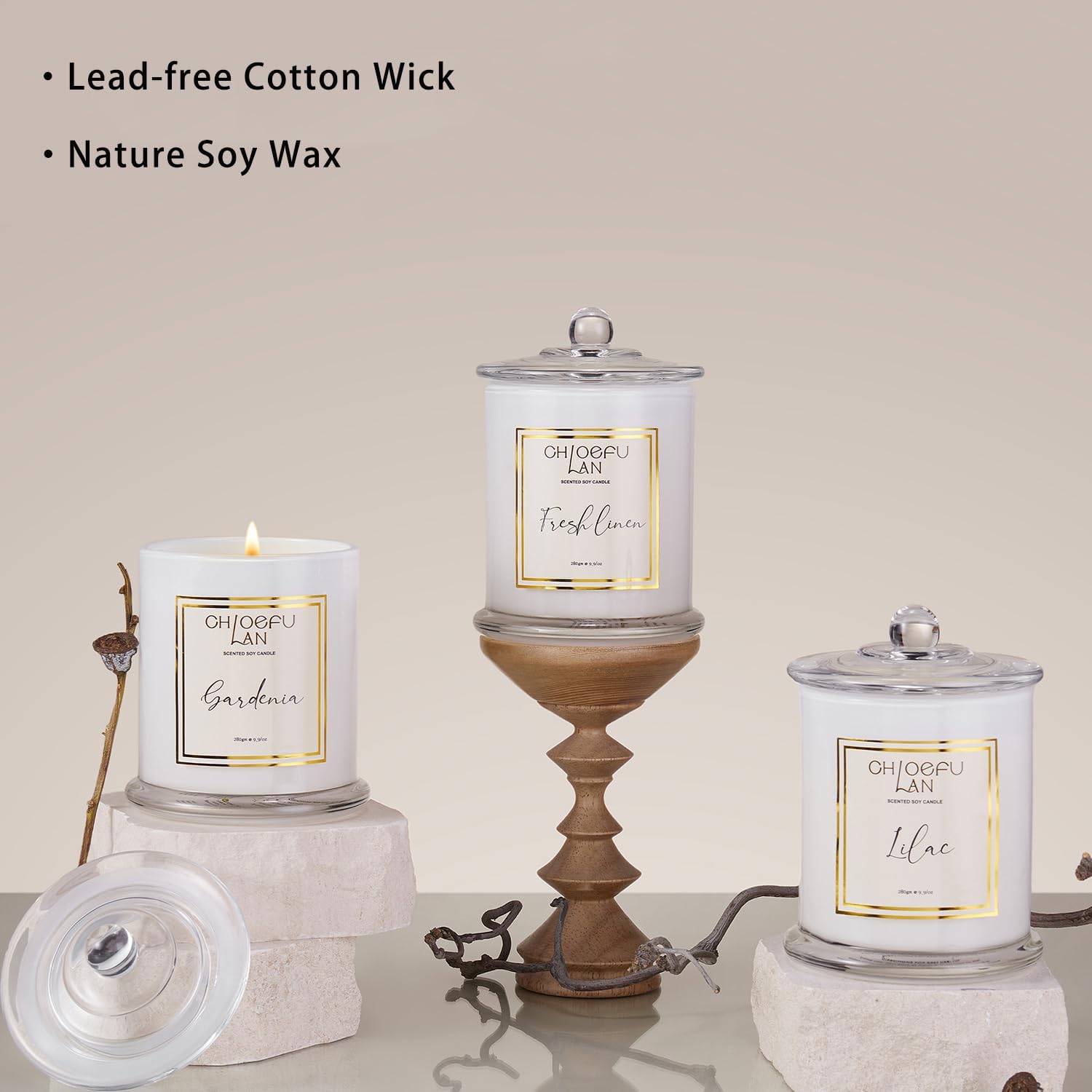 Chloefu LAN Vanilla Bomb Candle, Vanilla Scented Candles Gifts for Mothers Day, Gifts for Women & Men, Luxury Jar Candles, 70 Hours Long Burning, Natural Soy Candles for Home Scented, 10oz - Image 5