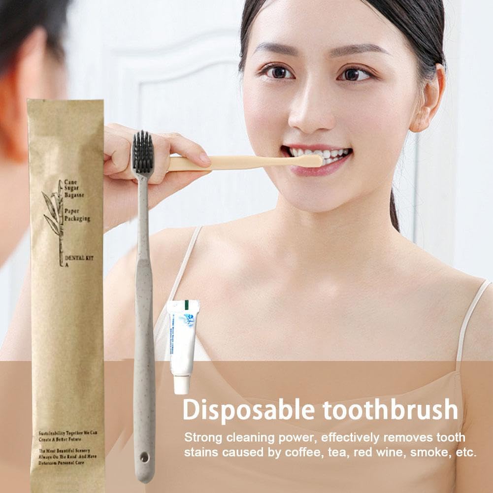 20Pack Luxury Individually Wrapped Eco-Friendly Hotel Disposable Toothbrushes Kit with Toothpaste; Hygienic Guest Toothbrush Toiletries Set; Travel Toothbrushes for Home Hotel Travel, Daily Use - Image 2