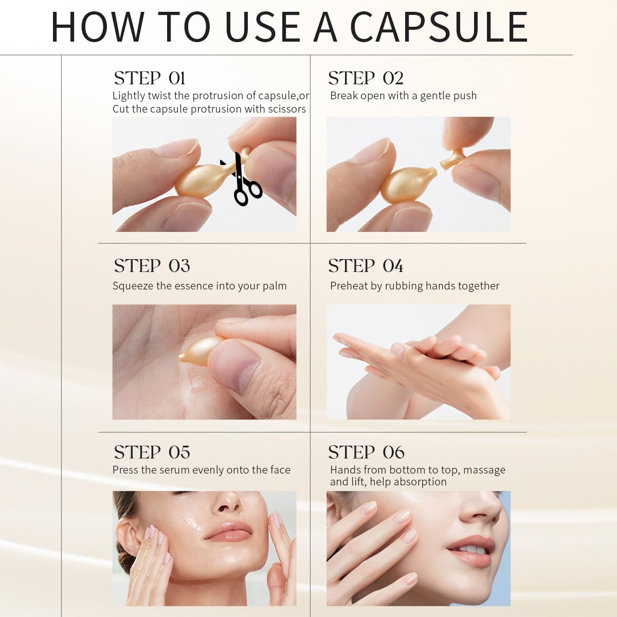 Pro-Retinol Serum For Face Anti-Aging Wrinkle 48 Capsules, Vitamin C,Vitamin A & Vitamin E Collagen Night Serum Oil For Women,Reduces Fine Lines, Smooths, Hydrates & Firms Skin, Travel-Friendly - Image 9