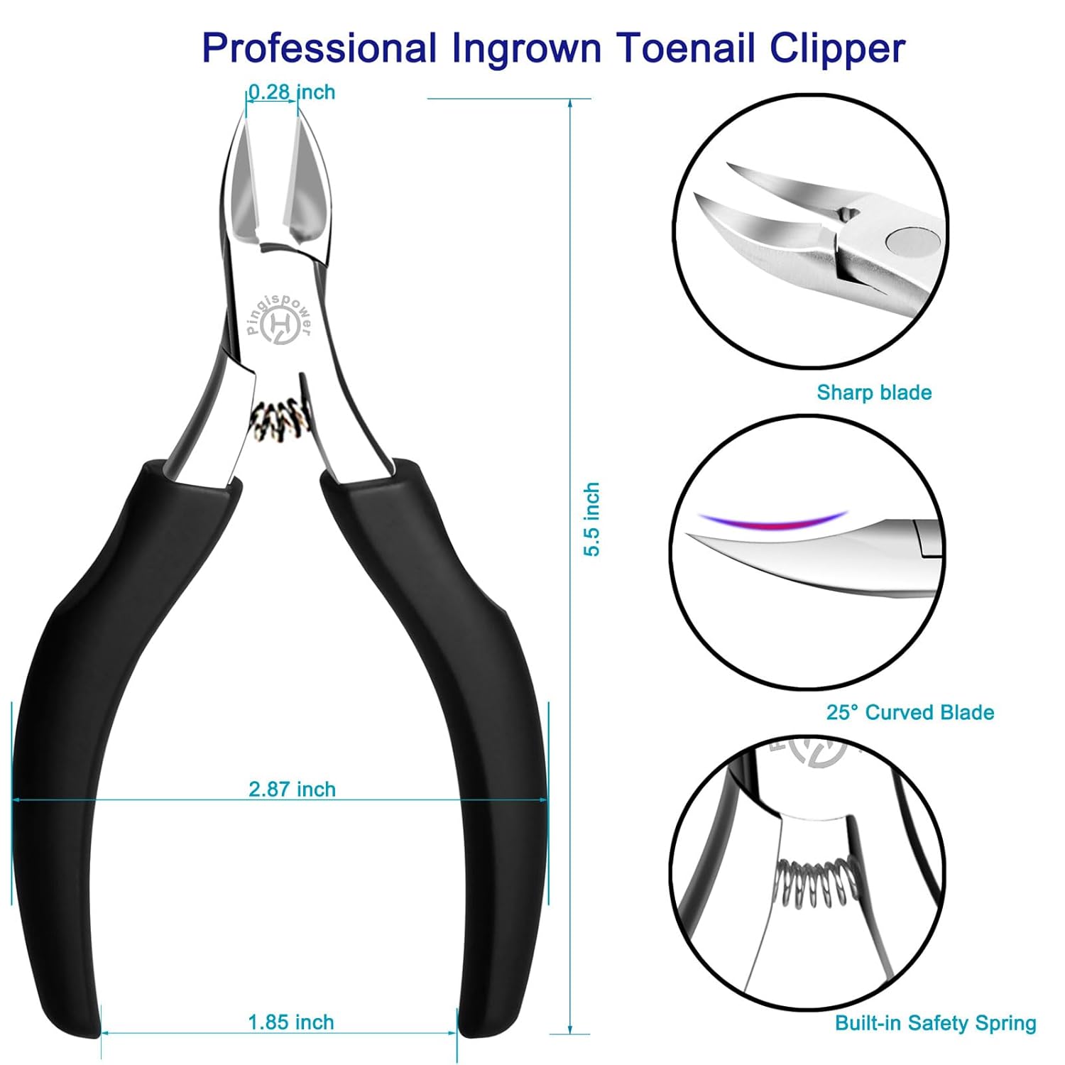 8PCS Toe Nail Clippers for Ingrown or Thick Toenails, Professional Fingernail Remover Trimmer Pedicure Tool Set, Premium Stainless Steel Nail Cuticle Pusher Ingrown Toenail File and Lifter for Seniors - Image 2