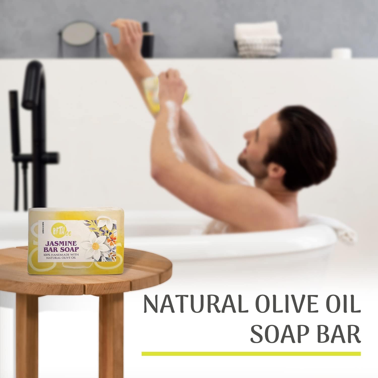 Bathroom Gift Set - Luxury Beauty & Personal Care Bath Kit of 5 - Bath Set Includes 100% Cotton Hand Towel, Fingertip Towel, Wash Cloth, French Vanilla Scented Candle & Jasmine Soap Bar - Image 3