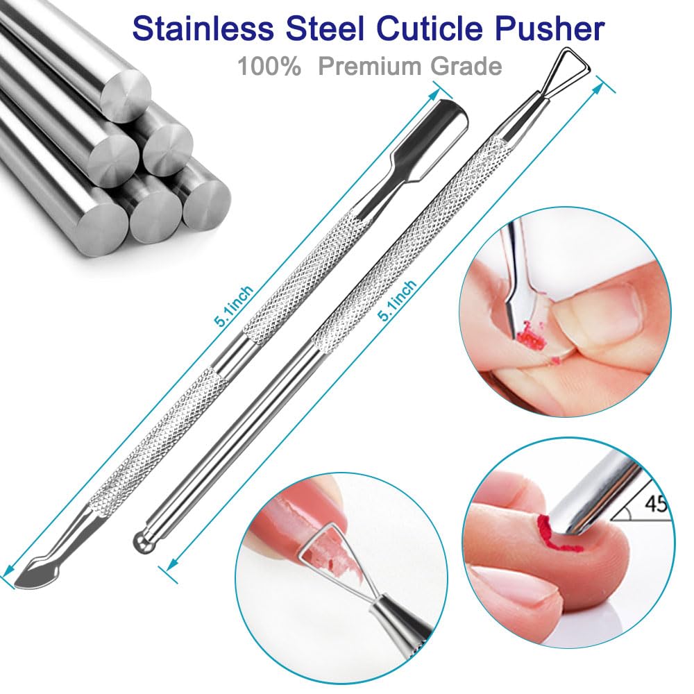 8PCS Toe Nail Clippers for Ingrown or Thick Toenails, Professional Fingernail Remover Trimmer Pedicure Tool Set, Premium Stainless Steel Nail Cuticle Pusher Ingrown Toenail File and Lifter for Seniors - Image 5