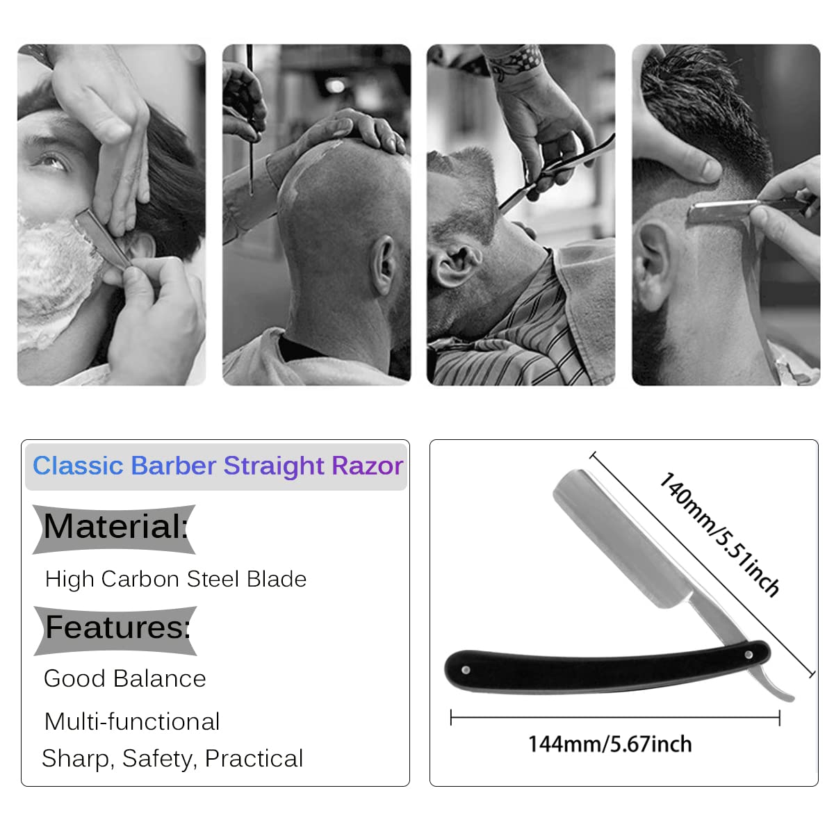 Luxury Men's Shaving Kit Gift Set, DanNuo Barber Straight Razor with Stand Shaving Brush Dual-Layer Leather Razor Strop Bowl Soap 6pcs Shaving Set for Men - Image 4