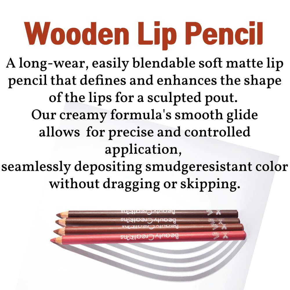 12 Colors Wooden Lip Liner Pencil Set, High Pigmented Soft Matte, Long Wearing, Deep and Rich in Color, Smudge Resistant - Image 6