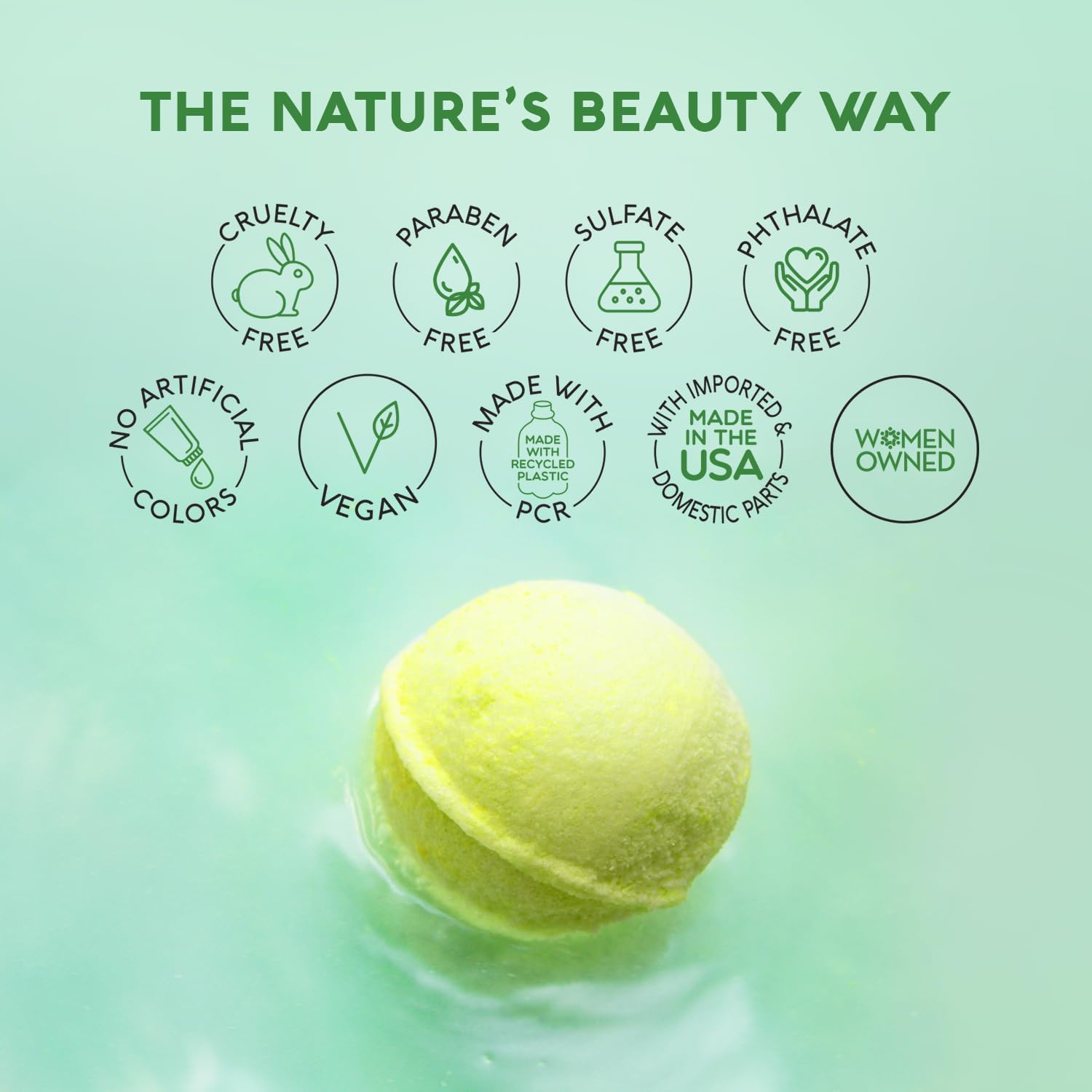 Nature's Beauty Eucalyptus & Tea Tree Bath Bomb Multi-Pack- Natural Hand Crafted, Non-Staining, Luxury Fizzy Spa Bomb, Sooth + Restore Skin, Made w/Coconut Oil & Witch Hazel, 5.5oz (4 Pack) - Image 5