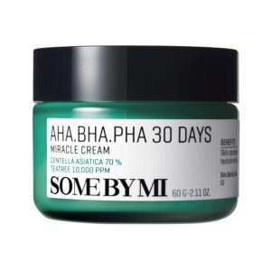 SOME BY MI AHA BHA PHA 30 Days Miracle Cream – 2.02oz, 60ml – Mild Exfoliating Salicylic Acid & Centella Face Moisturizer for All Skin Types – Daily Soothing & Clarifying Face Cream – Korean Skin Care