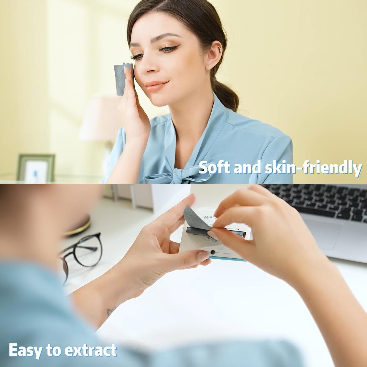 Premium Facial Oil Blotting Paper, 200 Counts - Natural Bamboo Charcoal Face Blotting Sheets, Easy Take Out Design - Top Handy Oil Absorbing Tissues - Oily Skin Care or Make Up Must Have! - Image 3